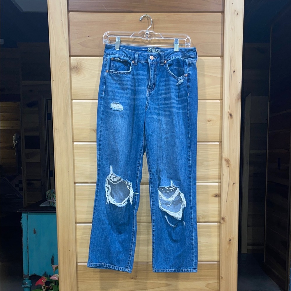 Rewash Distressed Blue Straight Leg Jeans